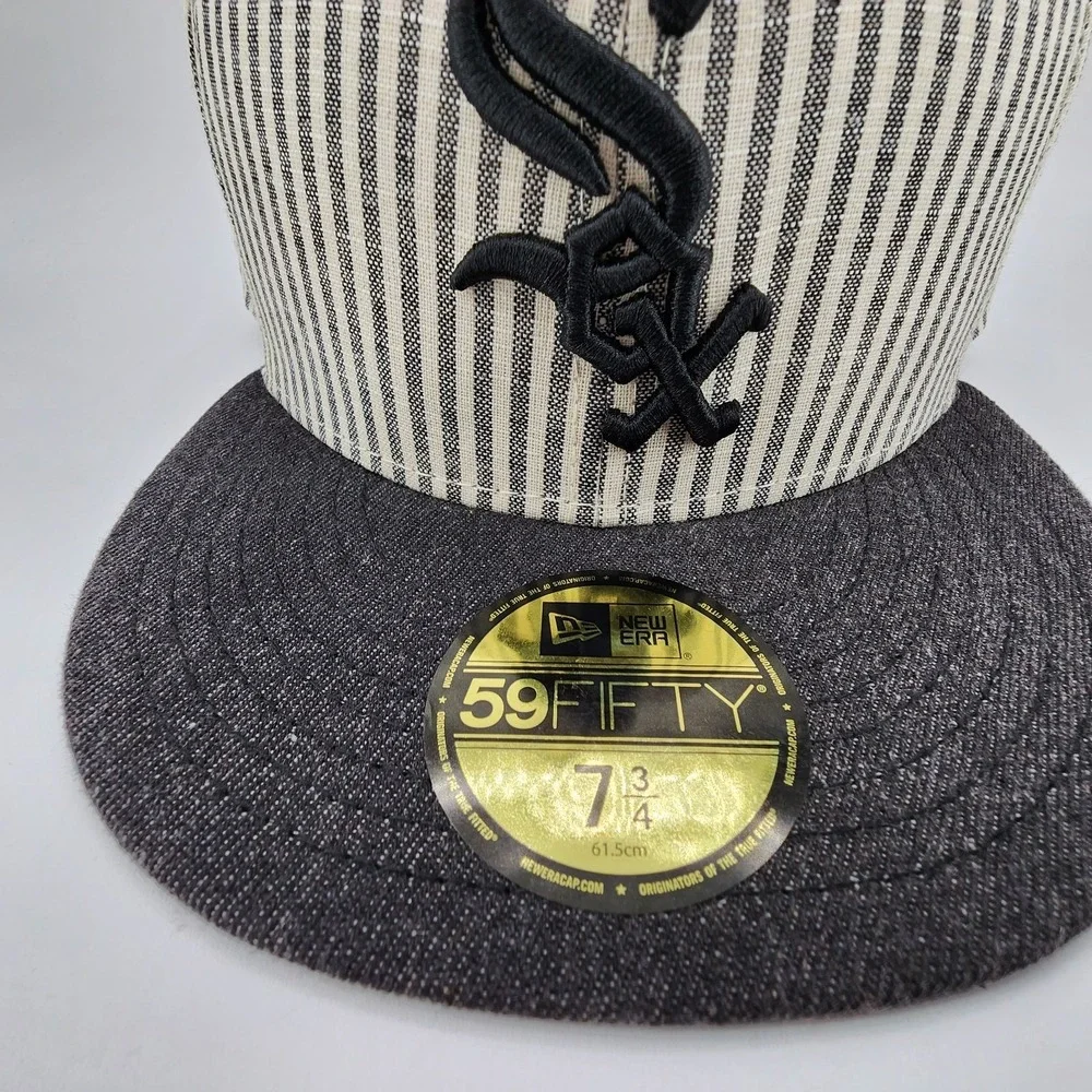 Chicago‎ White Sox Hat New Era 59FIFTY Striped Seersucker Fitted Size 7 3/4 NEW